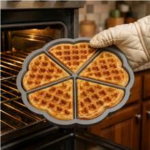 2 Forma de Waffle Silicone Panqueca Wafer Flor Divisórias Antiaderente Chocolate Ovo Air Fryer Multiuso Formas Bolo - Preto/Cinza - Visão 6