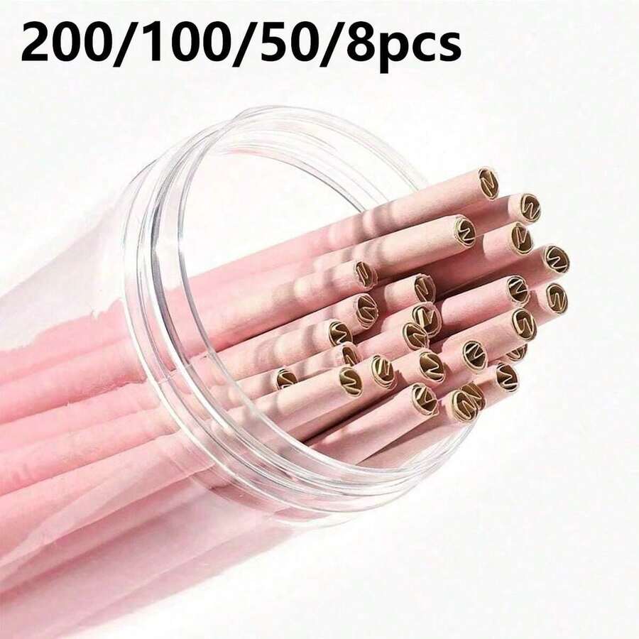 200/100/50/8pcs Pink Pre-Rolled Cone Rolling Papers, King Size 4.33in/108mm Slow Burning - Multicolor - View 1