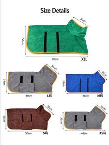 Pet Bathrobe Dog Absorbent Bathing Robe Ultra-Fine Fiber Quick-Dry Towel Clothing Full Body Wrap-Around Stand Collar Hook And Loop Wearable Drying Robe Blue-Green Suitable For 4-14kg Small Dogs Golden Retriever Teddy Corgi Cats After Bathing Drying Anti-Shedding Fast Absorption - Multicolor - View 2