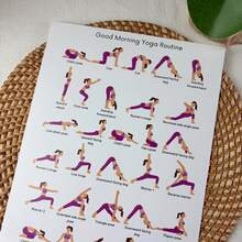 5pcs Yoga Workout Poster Set 20.32x25.4cm, Daily Stretching Exercise Chart Wall Art Prints, Gentle Exercise Health & Wellness Decor - Multicolor - View 5