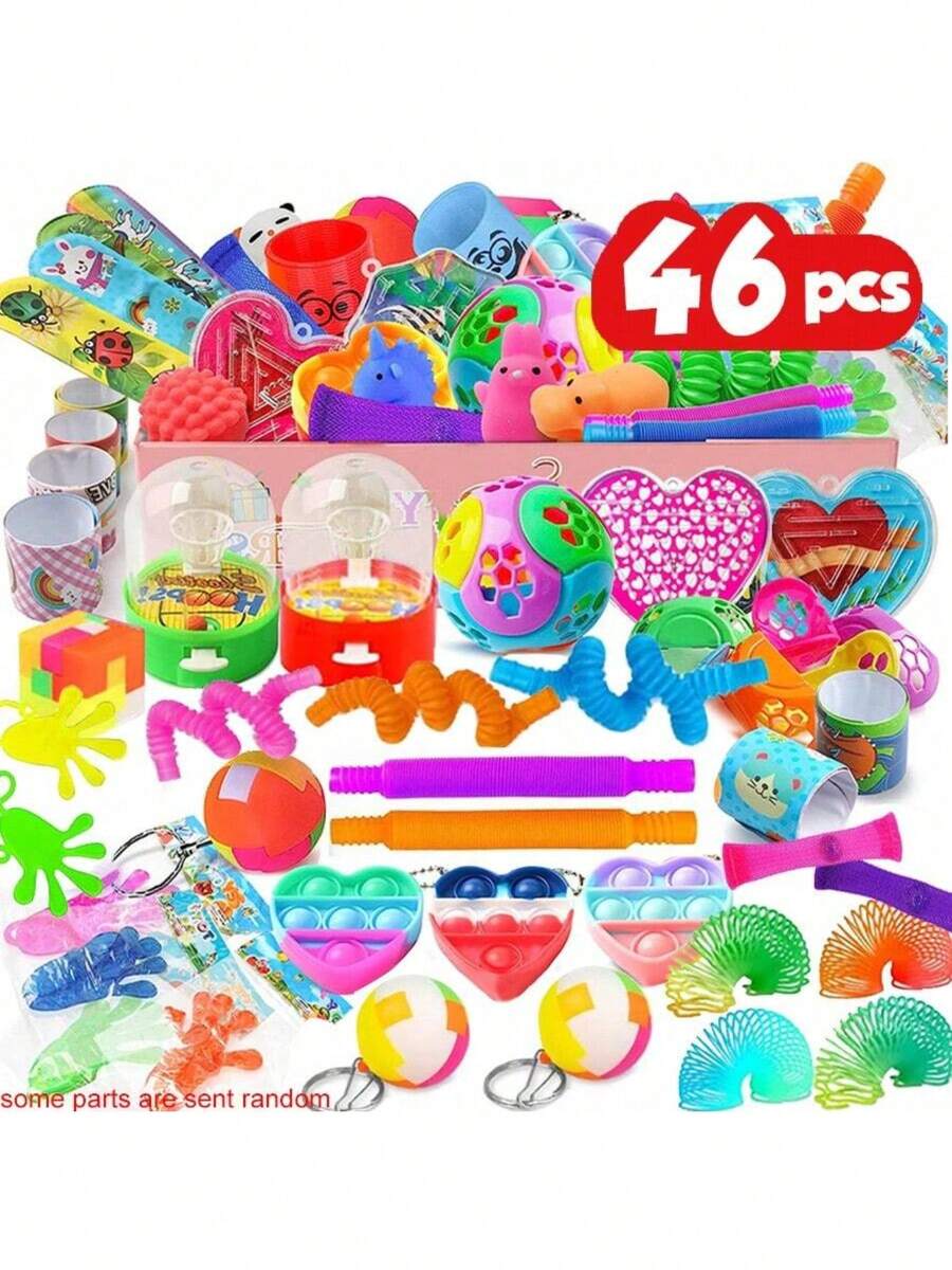 46pcs Party Favor Bag Fillers Set ristmas Stoing Stuffers Classroom Bulk Trsure Box Prizes Piata Bag Fillers Adult Birthday Party Supplies - Rosa coral - Ver 1