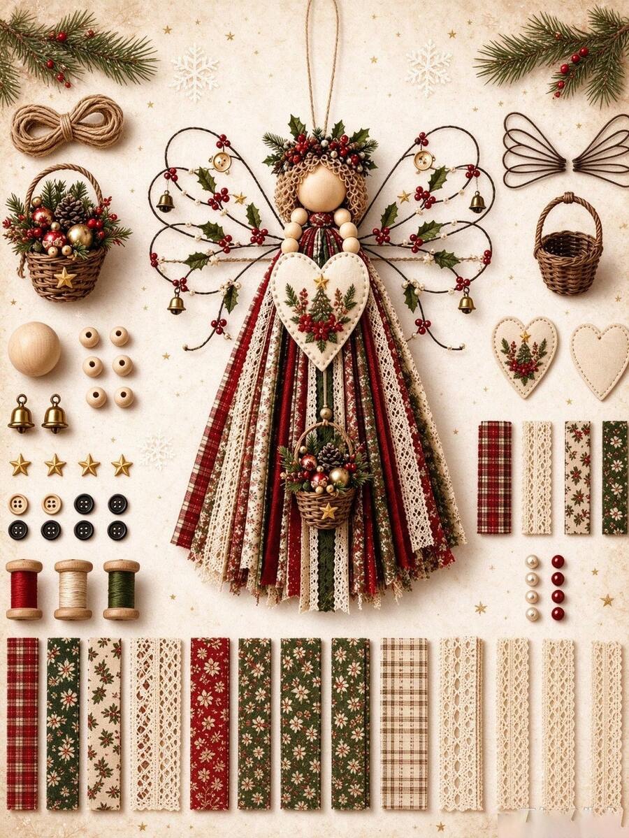 Angel Fabric Hanging Decor DIY Kit, Adult Fabric Angel Handmade Kit - Various - View 1