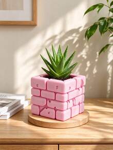Geometric Block Style Creative Planter, Stacked Cube Design, 3D Printed Fine Texture, Square Mouth For Easy Planting. Minimalist Cool Look, Clean Lines, Compact Space-Saving, Suitable For Balcony And Desk, Easily Create A Greenery Corner With Atmosphere. - Multicolor - View 13