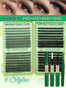 Lashsun 2404 PCS Cluster Eyelash Set D Curl 14 Styles Cat/Wispy/Manga/Volume/Bottom/Spike Lashes, Kit With Bond&Seal Lash Remover Lash Applicator, Perfect For Beginners&Proficient, DIY At Home Easily, Easy Apply For Makeup Daily - Black - View 12