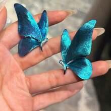 1 Pair Elegant Blue Butterfly Rhinestone Earrings, Versatile Jewelry For Women Dating, Vacation, Commuting, Party, Perfect Gift For Girlfriend And Family - Blue - View 5