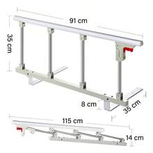 Barandal de  Plegable y Ajustable para Cama de Adultos, Barandilla Lateral de Apoyo con Estructura Metálica Resistente, Protector de Cama con Diseño Abatible para Recámara y Hogar, - Plateado |  para adultos - Ver 2