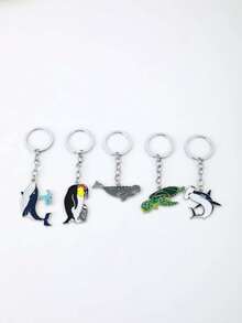 Ocean Animal Keychain Bag Charm, Multiple Cute Whale Penguin Turtle Shark Designs To Choose From, Fresh Ocean Style With Round Ring And Chain Design, Lightweight And Portable, Suitable For Handbags, Backpacks, Wallets, Keys, Zippers, Luggage And Other Daily Decorations, Versatile And Eye-Catching, Create Summer Coastal And Vacation Atmosphere, Suitable For Travel And Daily Use - Multicolor - View 4