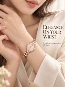 BIDEN Women's Fashion Vintage Elegant Rose Gold Oval Barrel Quartz Pointer Watch - Rose Gold - View 4