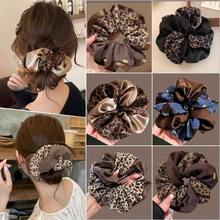 Contrast Leopard Print Hair Scrunchie, Unique Bun Hair Tie, Korean Style Premium Hair Accessory - Multicolor - View 10