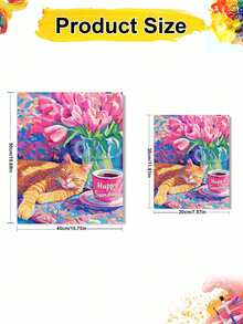 1pc A Resting Cat DIY Oil Painting By Numbers, Canvas Painting DIY Crafts, Adult Home Decoration, Holiday Gift. - Sets - View 4