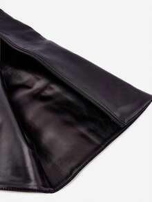 Women's PU Leather Side Zipper Casual Fashion Versatile Mid-Calf Boots - Black - View 9