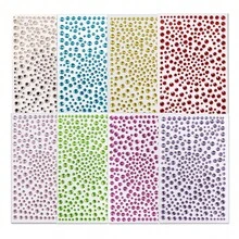 Nayiben 3pcs Pink Blue Green Rhinestone Stickers, Party Decoration 3D Makeup Sticker For Hair, Face, Nails, Gift Back To School School Supplies - Multicolor - View 4