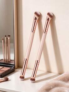 3/2/1pc Dual-Ended Eyeshadow Makeup Brushes, Multi-Functional Soft Bristle Eyeshadow Brushes For Eye Makeup, Including Upper Eyeshadow Blending, Under Eye Blending, Concealing Dark Circles, Essential Eye Makeup Tool For Women, Compact And Portable, Suitable For Travel, Beginner Friendly - Apricot - View 8