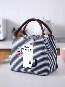 Large Capacity Portable Striped Makeup Bag Printed With Cute Coffee Cat Pattern. It Is A New Travel Cosmetics Grooming And Storage Bag That Is Lightweight, Scratch Resistant, And Easy To Clean. It Is Used To Store Skincare Products ﻿ ﻿ - Multicolor - View 12