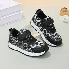 Spring/Autumn Leopard Print Sports Shoes For Girls, Rhinestone Casual Sneakers, Soft Sole Anti-Slip Shoes For Big Kids - Black - View 7