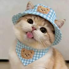 2pcs Cute Pet Hat And Triangle Scarf - Suitable For Small Dogs And Cats, Perfect For Daily Wear, Parties And Holiday Outings Pet Supplies - Multicolor - View 4