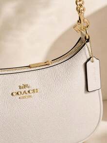 COACH Teri Shoulder Bag Pebble Leather Chalk Small Women Crossbody - White - View 8