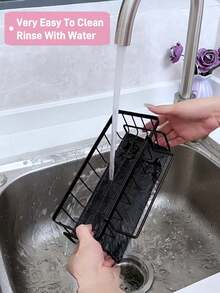 1 cái giỏ thoát nước bồn rửa bằng nhựa ABS/thép không gỉ, giá đỡ miếng rửa bát và giá treo khăn, giỏ sắp xếp phòng tắm kèm giá treo khăn, đồ dùng nhà bếp tăng hiệu quả tối đa với phong cách ấm cúng mùa Thu & Đông - 1 cái - Xem 4