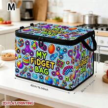 1pc Colorful Stress Relief Toy MY FIDGET BAG Printed Foldable Zipper Storage Box, Perfect For Travel, Packing, Clothing, Pants And Bedding, Also For Moving Storage, Underbed Storage, Closet Organization, Laundry Or Holiday Decor, Keeps Home Items Neat And Organized - A - View 5