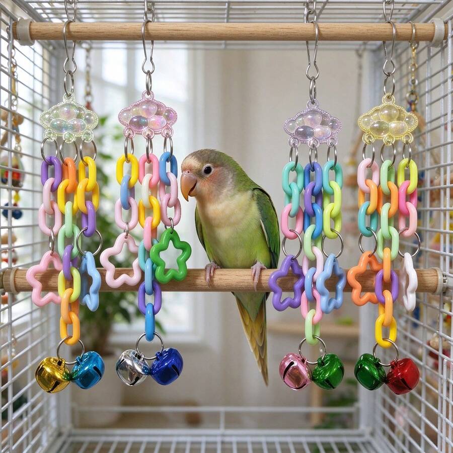 Handmade Acrylic Parrot Toy, Boredom Relief Chewing Hanging Ornament ...