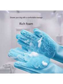 Pet Bathing Gloves, Gentle On Fur And Skin, Universal For Dogs And Cats, Anti-Scratch Bathing Massage Gloves - View 4