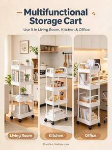 Multi-Layer Rolling Storage Cart - Compact Space-Saving Design, Sturdy Plastic Construction, Suitable For Kitchen, Bathroom, Bedroom, Office, Warehouse, Garage - Easy Assembly, Multi-Layer Practical Shelves, Home Storage Rack - Car Storage Rack/Black - View 5