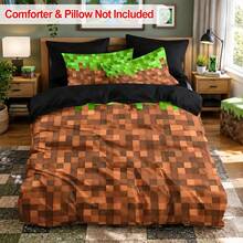 3pcs Pixel Block Grass Pattern Printed Duvet Cover Set (1 Duvet Cover + 2 Pillowcases, No Fill), Soft & Breathable Fabric, Machine Washable, Suitable For All Seasons, Bedroom And Guest Room Bedding Decor - Multicolor - View 7