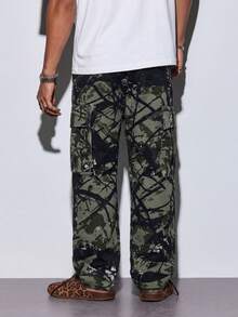 Modcrash Men's Summer Printed Straight Leg Cargo Pants, Multi-Pocket Loose Fit, Versatile For Commuting, Beach, Gym, Hiking - Multicolor - View 2