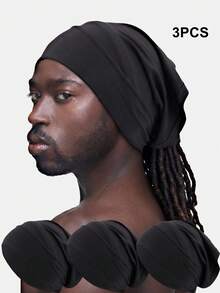 1/3PCS Wooden Soft Beanie Hat, Solid Color Non-Slip Pull-On Base Cap, Minimalist Practical Multi-Functional - Multicolor - View 1