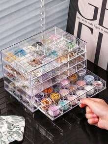 1pc Multi-Layer Acrylic Transparent Fashion Practical Multi-Function Nail Art Rhinestone Nail Tip Decoration Nail Tip Storage Box Suitable For Rings Earrings Necklaces Bracelets And Other Jewelry Storage Box Bead Storage Box Universal Storage Box, Large Capacity Transparent. - Multicolor - View 3