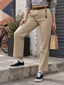 Women Pants - Beige - View 1