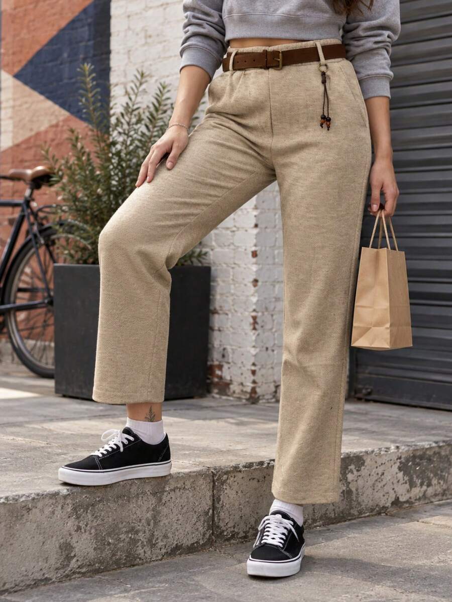 Women Pants - Beige - View 1