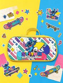 Cute Cartoon Stitch Handheld Pencil Case, Adorable Alien Elf Design, Large Capacity Stationery Storage Bag, Portable Handbag For Students' Daily School Use, Highly Attractive Cartoon Print Pencil Pouch, Can Hold Pencils, Erasers, Rulers, Multi-Layer Storage, Simple And Soft Pencil Case, Creative Stationery Storage Bag For Girls - Multicolor - View 1