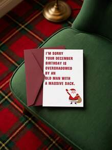 Joivida 1pc Humorous December Birthday Card With Envelope - Santa Claus Joke Christmas Birthday Card, Funny Birthday Greeting Card, Suitable For Friends And Family, Holiday Christmas Gift, Birthday Gift - A - View 2