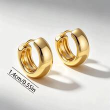 2pcs-Cross-Border Hot-Selling 316 Stainless Steel Personalized Minimalist Versatile Elegant Thick Wide Half-Circle Inner-Grooved Ear Cuff Earrings - Gold - View 3