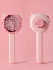 Self Cleaning Slicker Brush, Cute Cat Ear Pet Grooming Brush, One Button Deshedding Hair Remover Comb For Cats & Dogs, Massage Function Pet Hair Removal Tool - View 9