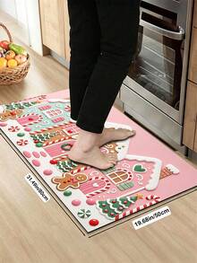 1/2pcs Christmas Kitchen Decor Rugs, Christmas Gingerbread Man Pattern Design Winter Kitchen Rugs And Mats, Non-Slip Washable Absorbent Kitchen Accessories Decorative Mats, Christmas Holiday Gifts! - Multicolor - View 14