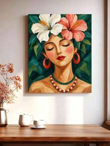1pc Plant Woman DIY Oil Painting By Numbers, Canvas Painting DIY Crafts, Adult Home Decoration, Holiday Gift. - Sets - View 3