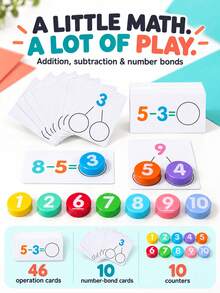 Math Activity Cards With Number Discs, Addition And Subtraction Game, Number Combination Learning Set For Children 6 Years And Older - Preschool Toys - View 3
