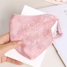 1pc Women's Vintage Solid Color Lace Warm Face Mask, Soft Breathable Washable Adjustable Ear Strap, Fashion Aesthetic Facial Accessory For Daily Wear - Multicolor - View 7