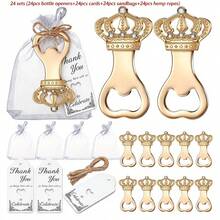 1pc/6pcs Gold Crown Bottle Opener, Suitable For Baby Shower, Wedding And Birthday Party, Elegant And Practical Gift For Guests - Multicolor - View 9