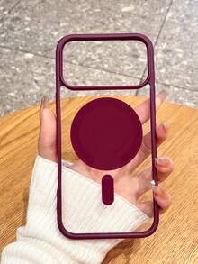 Minimalist Burgundy Circle Magnetic Phone Case, Ins Minimalist Burgundy Wine Red Large Circle Geometric Pattern Magnetic Large Window Phone Shell, Cover, Built-In Magnetic Ring Supports Wireless Charging, Burgundy Wine Red Contrast Transparent Full Coverage Anti-Drop Protective Case, Ideal Daily Gift, Compatible With IPhone Case, Compatible With IPhone12/13/13 Pro Max/14 Pro/15/15 Pro Max/16/16 Plus/16 Pro Max/17/17 Pro/18 Pro/18 Pro Max, Phone Accessories, Fast Shipping - Multicolor - View 6