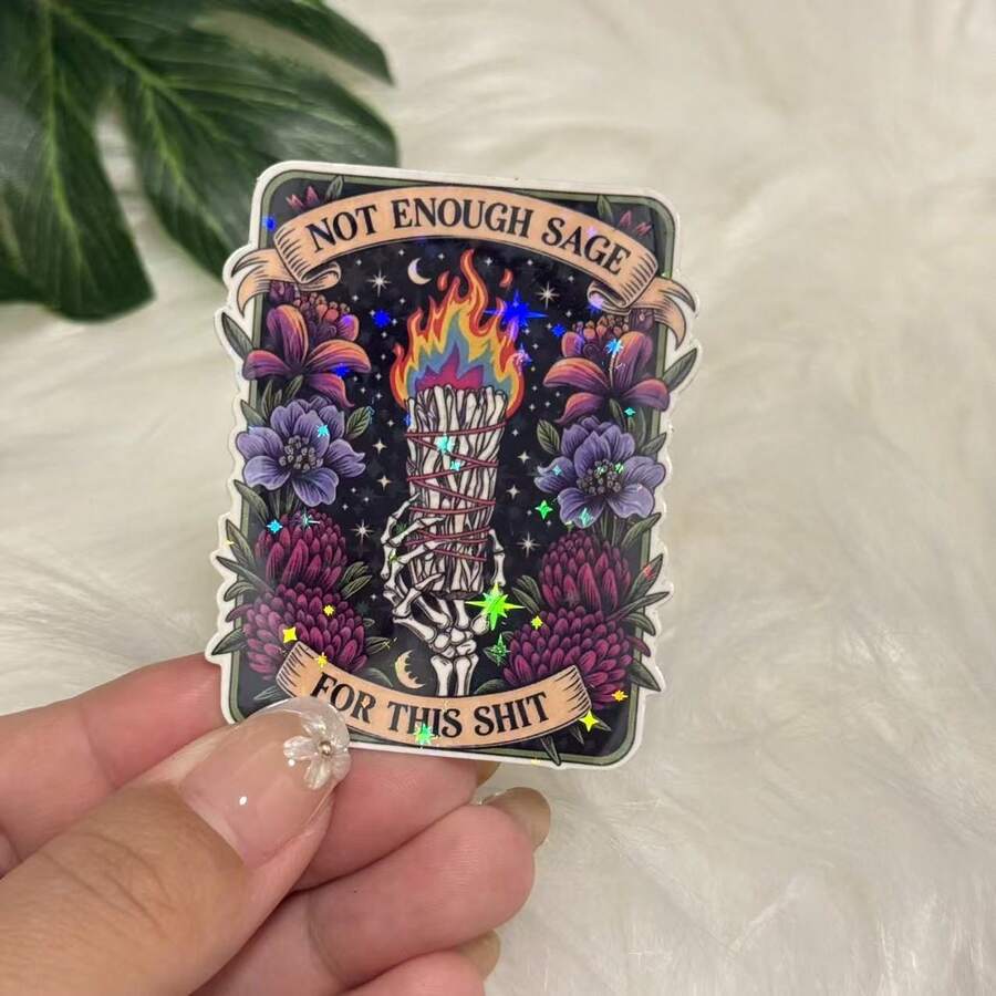Not Enough Sage For This Sticker Or Decal Tarot Card Witchy Sticker Or Decal Funny Sarcastic Waterproof Vinyl Sticker For Bumper Water Bottle Car Fridge Laptop Phone - one-size - View 1