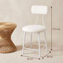 Fobyfurny White Vanity Stool With Backrest – Ergonomically Curved Backrest, Stable Metal Frame, Shape-Retaining Padding – Versatile, Non-Slip Seating For Home - White - View 6