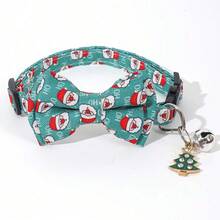 1pc Christmas Pet Cat Collar, Detachable Bowknot, With Accessories, Suitable For Small Pets, Adjustable Size, Christmas Gift - Red - View 4