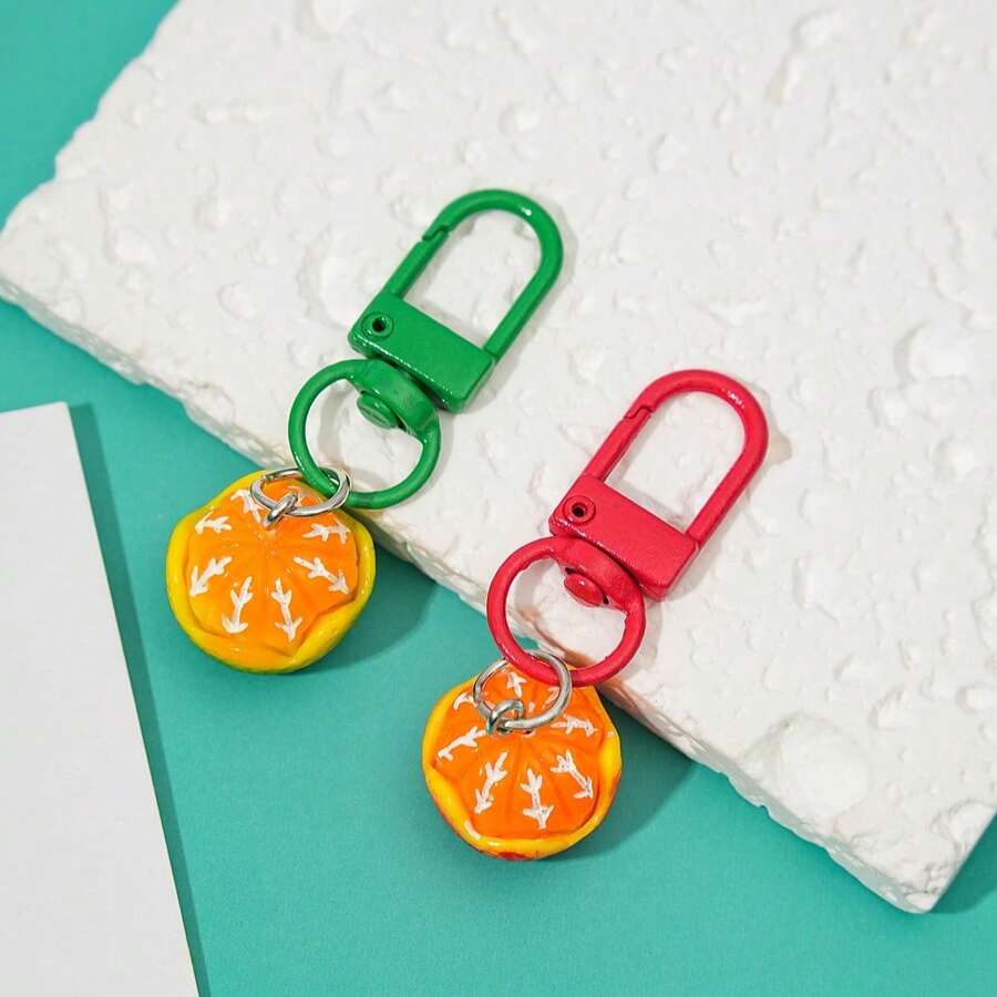 Cute Mini Realistic Peeled Orange Keychain, Resin Fruit Bag Charm, Handbag Backpack Decoration Accessory, Cute Party Favor Gift, Adult Accessory - Multi-color - View 1