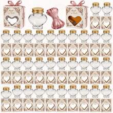 Heart Shaped Glass Honey Jars With Thank You Gift Boxes & Pink Ribbon, 55ml Empty Mini Glass Favor Jars For Wedding, Christmas Party Favors, DIY Gift Sets - View 10