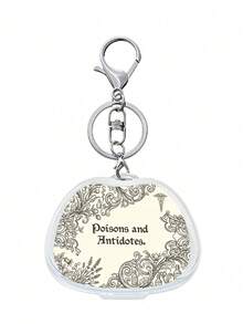 Mini Storage Box With "Poisons And Antidotes" Pattern With Keychain. Portable Transparent Visible Storage Box, European Floral Pattern Print, Hang On Bag Or Keys, Store Pills, Capsules, Earrings, Rings And Other Small Accessories For Travel, Commuting, Daily Outings, Daily Carry-On Item, Creative Gift. Holiday, Birthday, Party, Thanksgiving, Christmas Gift (Empty Box Only) - Multicolor - View 12