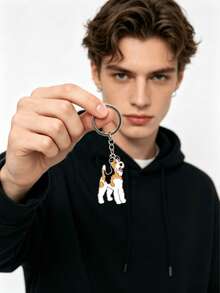Cute Cartoon Dog Keychain Bag Charm, Dual Dog Design With Fun Paw Print Pendant And Simple Round Ring, Exquisite And Lightweight Approx. 13.3g, Suitable For Handbags, Backpacks, Wallets, Keys, Zippers And Other Daily Decorations, Adorable And Versatile, Adds Personalized And Atmosphere, Portable And Easy To Match - Multicolor - View 3