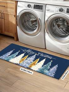 1/2 piezas Alfombra de decoración de cocina navideña, Feliz Navidad, patrón de diseño de árbol de Navidad, alfombra y tapete de cocina de invierno, antideslizante, lavable y absorbente, accesorios de decoración de cocina, ¡regalo navideño! - Multicolor - Ver 15